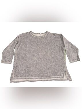 Eileen Fisher 2X Gray White Organic Cotton Boxy Knit Sweater Top